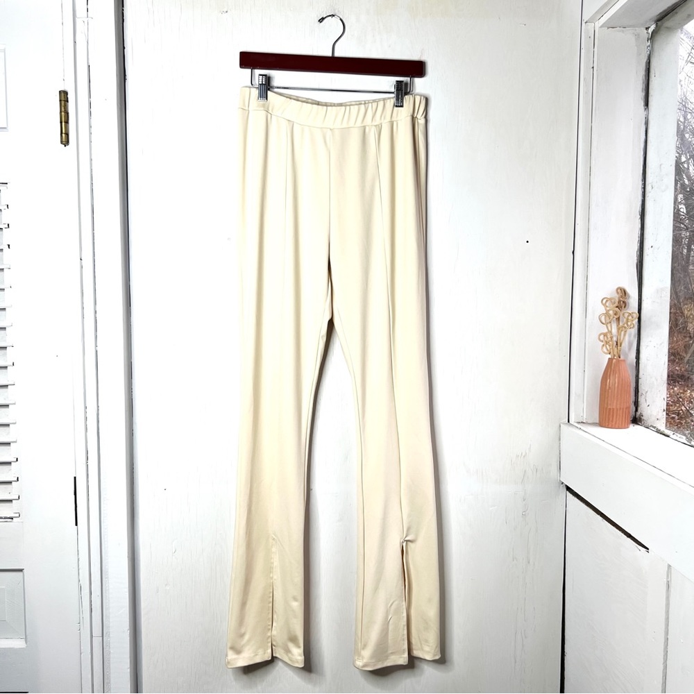 Pretty Little Thing Cream Slit Bell Bottom Pants